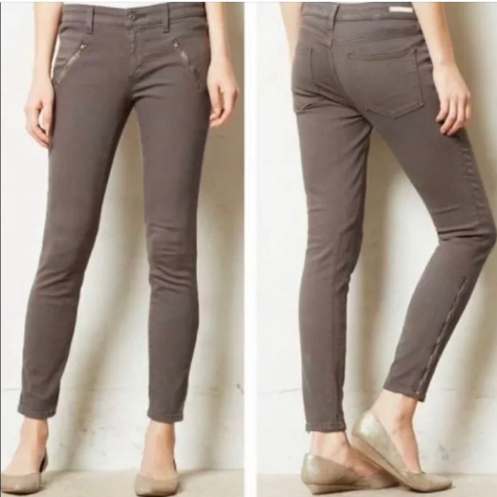 EUC Anthropologie Pilcro motorcycle pants sz 26 grey